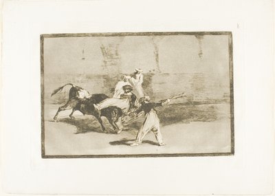 A Moor Cathed by the Bull in the Ring, plate 8 fra The Art of Bullfighting av Francisco Jose de Goya y Lucientes