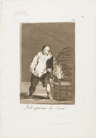 Og huset hans står i brann, plate 18 fra Los Caprichos av Francisco Jose de Goya y Lucientes