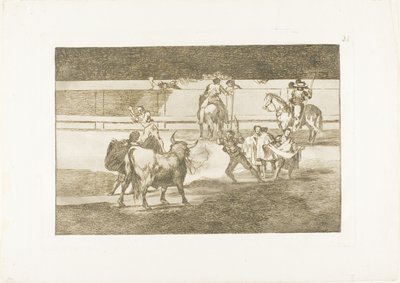 Banderillas med fyrverkeri, plate 31 fra The Art of Bullfighting av Francisco Jose de Goya y Lucientes