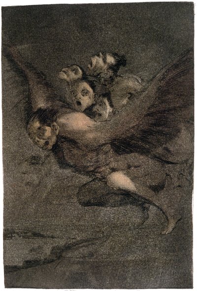 Buen Viage (Trygg tur). Vingemonstre. ca. 1802 (gravering) av Francisco Jose de Goya y Lucientes
