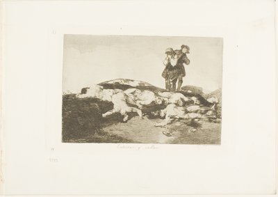 Bury them and keep quiet, plate 18 from The Disasters of War   1270052   no       norwegian Successfully Translated  Original: Nine Children Listening to a Girl Tell a Story; A Boy Handing a Purse to a Girl Seated on a Bed Translat: Nine Children Listening av Francisco Jose de Goya y Lucientes