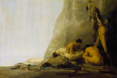 Kannibaler som forbereder ofrene sine, eller kroppene til Jean de Brébeuf og Gabriel Lallemant som blir flådd av irokeserne i 1649, ca. 1800–08 (olje på panel) av Francisco Jose de Goya y Lucientes