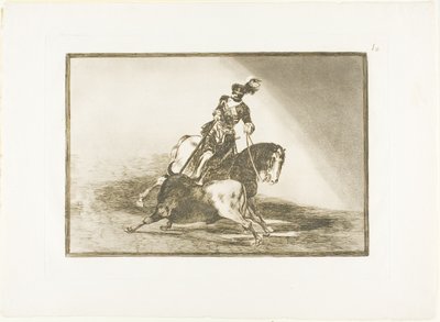 Charles V som spyd en okse i ringen ved Valladolid, tallerken ti fra The Art of Bullfighting av Francisco Jose de Goya y Lucientes