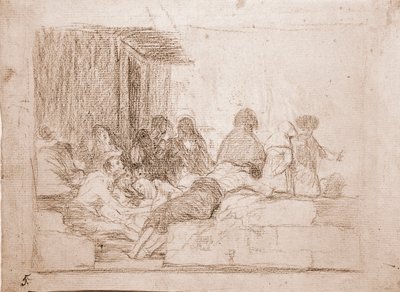 Destres of the War: Vaines-klager (forberedende tegning av Francisco de Goya