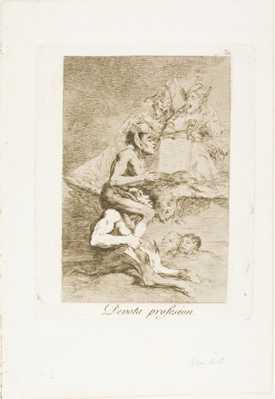 Andektig yrke, tallerken 70 fra Los Caprichos av Francisco Jose de Goya y Lucientes