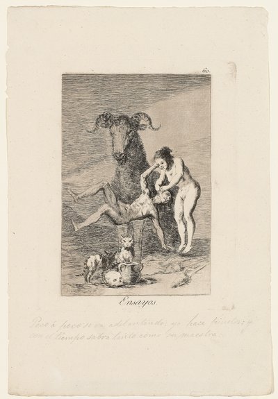 Essays, plate fra "Los Caprichos", 1799 av Francisco de Goya