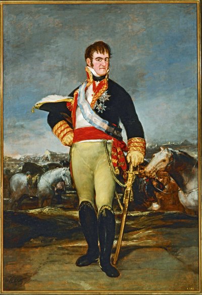 Ferdinand VII, konge av Spania i en kavalerileir … (maleri på lerret) av Francisco Jose de Goya y Lucientes