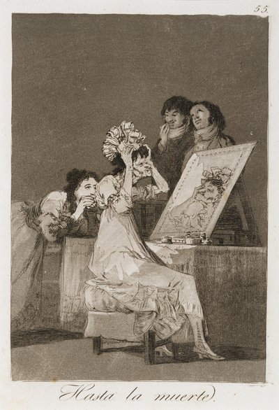 Hasta la muerta fra Los Caprichos, utgitt 1799 (etsing, polert akvatint og tørrnipp) av Francisco de Goya