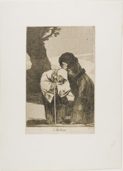Hysj, tallerken 28 fra Los Caprichos av Francisco Jose de Goya y Lucientes