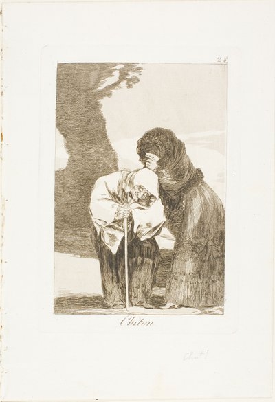 Hysj, tallerken 28 fra Los Caprichos av Francisco Jose de Goya y Lucientes