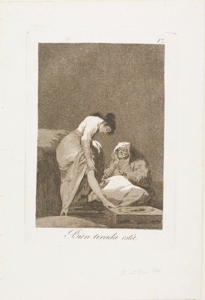 Den er Nicely Stretched, plate 17 fra Los Caprichos av Francisco Jose de Goya y Lucientes