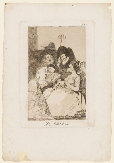La Filiacion, tallerken fra "Los Caprichos", 1799 av Francisco de Goya