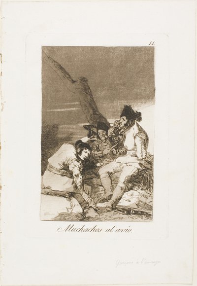 Gutter gjør klar, tallerken elleve fra Los Caprichos av Francisco Jose de Goya y Lucientes