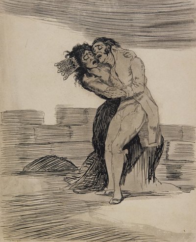 Mann og kvinne som omfavner hverandre av Francisco Jose de Goya y Lucientes