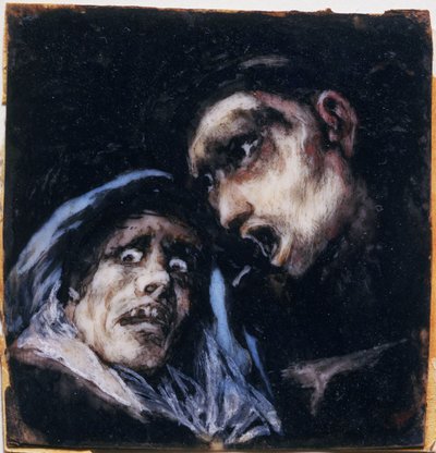 Munk som snakker med en gammel kvinne av Francisco Jose de Goya y Lucientes