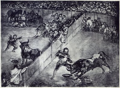 Plaza partida (l#39;arene divisee) – en del av en serie på fire tyrefektingsarrangementer, kjent som «Bordeaux-oksene» av Francisco Jose de Goya y Lucientes
