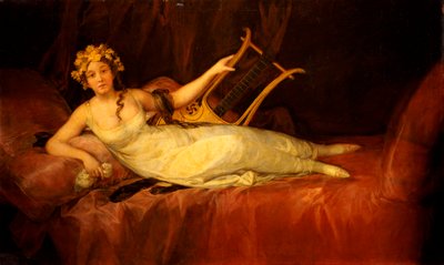 Portrett av den 10. Marquesa de Santa Cruz som musen, Euterpe, 1805 av Francisco de Goya