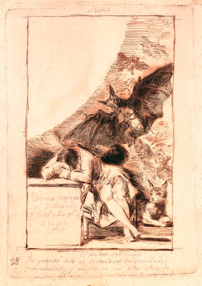 Forberedende tegning for nummer 43 i serien "Les caprices" av Francisco de Goya