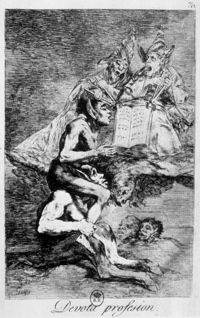 Trosbekjennelse, trolldomsscene med alver av Goya, slutten av 1700-tallet. av Francisco de Goya