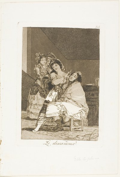 Hun flår ham, plate 35 fra Los Caprichos av Francisco Jose de Goya y Lucientes