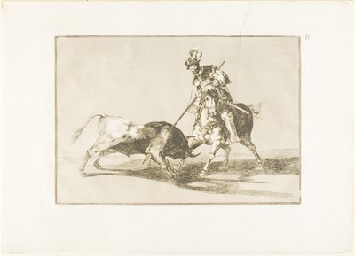 Cid Campeador som spyder en annen okse, plate elleve fra The Art of Bullfighting av Francisco Jose de Goya y Lucientes