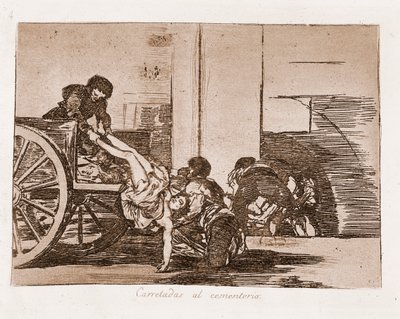 The Disasters of War: Billass til kirkegården (etsing fra forberedende tegning av Francisco de Goya