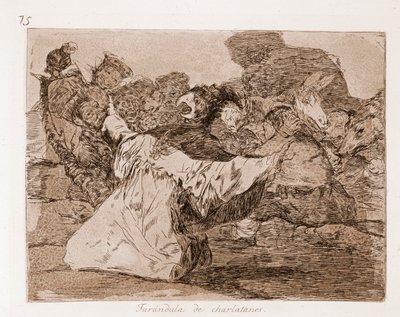 The Disasters of War: Farandole av sjarlataner (radering fra forberedende tegning av Francisco de Goya