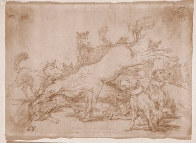 The Disasters of War: Han forsvarer seg godt (forberedende tegning av Francisco de Goya
