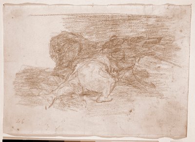 The Disasters of War : Han høster noen fordeler (forberedende tegning av Francisco de Goya