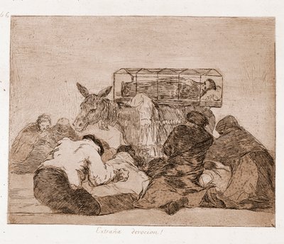 The Disasters of War: Merkelig hengivenhet (radering fra forberedende tegning av Francisco de Goya