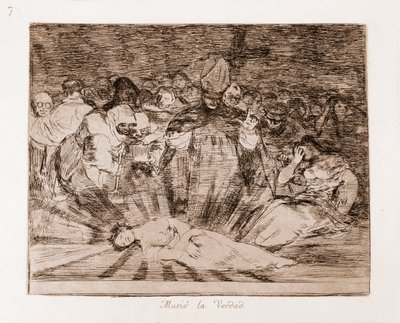The Disasters of War: Sannheten er død (radering fra forberedende tegning av Francisco de Goya