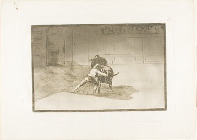 The Famous Martincho Places the Banderillas, Playing the Bull with Movement of his Body, plate 15 fra The Art of Bullfighting av Francisco Jose de Goya y Lucientes