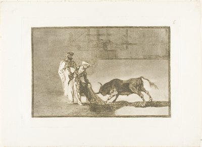 Maurerne gjør et annerledes skuespill i ringen og kaller oksen med sin brennende tallerken seks fra The Art of Bullfighting av Francisco Jose de Goya y Lucientes
