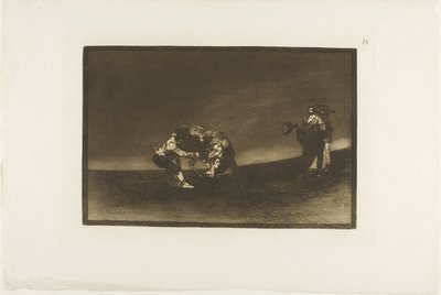 Den samme mannen kaster en okse i ringen ved Madrid, plate 16 fra The Art of Bullfighting av Francisco Jose de Goya y Lucientes