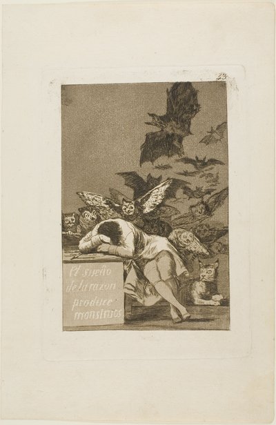The Sleep of Reason Produces Monsters, plate 43 fra Los Caprichos av Francisco Jose de Goya y Lucientes