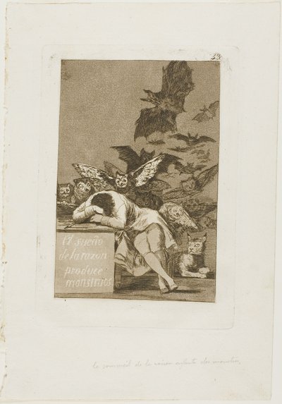 The Sleep of Reason Produces Monsters, plate 43 fra Los Caprichos av Francisco Jose de Goya y Lucientes