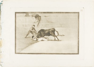 Pepe Illos uheldige død i ringen i Madrid, plate 33 fra The Art of Bullfighting av Francisco Jose de Goya y Lucientes