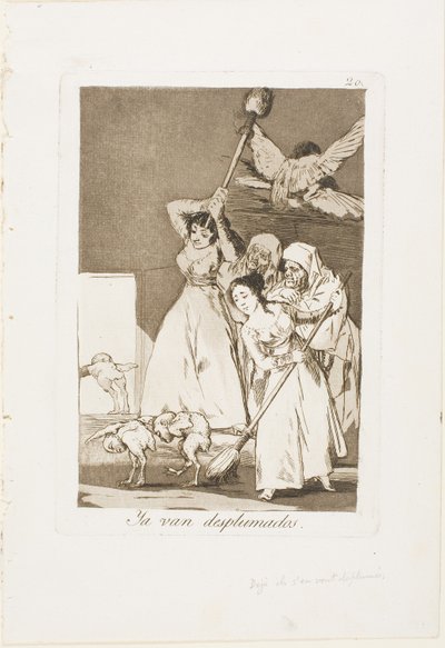 There They Go Plucked (dvs. fleeced), plate 20 fra Los Caprichos av Francisco Jose de Goya y Lucientes