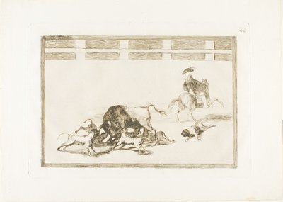 They Loose Dogs on the Bull, plate 25 fra The Art of Bullfighting av Francisco Jose de Goya y Lucientes