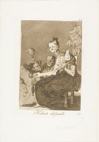 De spinner fint, tallerken 44 fra Los Caprichos av Francisco Jose de Goya y Lucientes