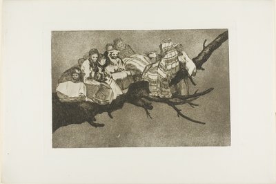 Å gå blant grenene, dvs. å snakke gjennom hatten sin, plate tre fra Los Proverbios av Francisco Jose de Goya y Lucientes