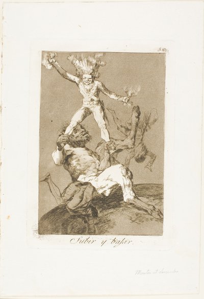 For å stige og å falle, plate 56 fra Los Caprichos av Francisco Jose de Goya y Lucientes