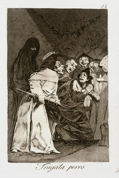 Svelg det, hund (Caprichos 58) av Francisco Jose de Goya y Lucientes