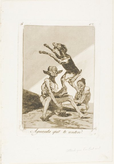 Vent til du er blitt salvet, plate 67 fra Los Caprichos av Francisco Jose de Goya y Lucientes