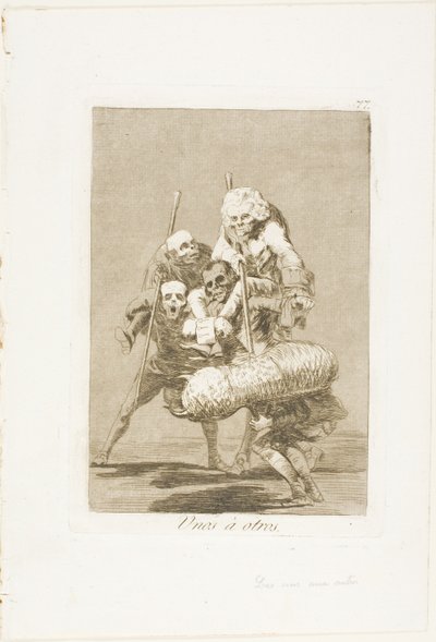 What One Dos to Another, plate 77 fra Los Caprichos av Francisco Jose de Goya y Lucientes