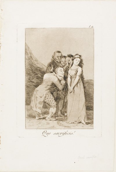 What a Sacrifice!, plate 14 fra Los Caprichos av Francisco Jose de Goya y Lucientes