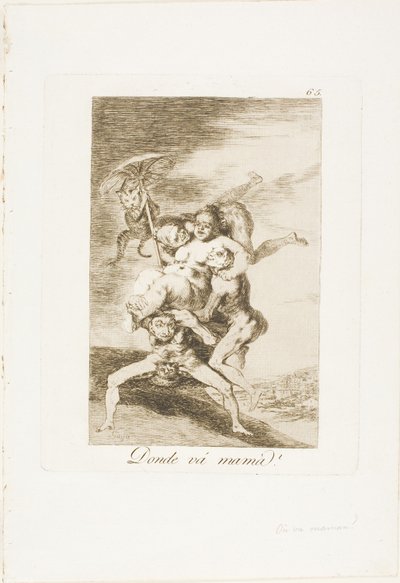 Hvor skal mor?, plate 65 fra Los Caprichos av Francisco Jose de Goya y Lucientes