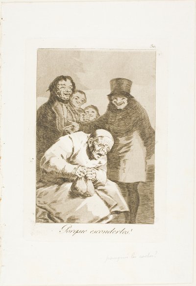 Hvorfor skjule dem?, plate 30 fra Los Caprichos av Francisco Jose de Goya y Lucientes