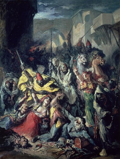 Moors Fighting (olje på lerret) av Francisco Lameyer