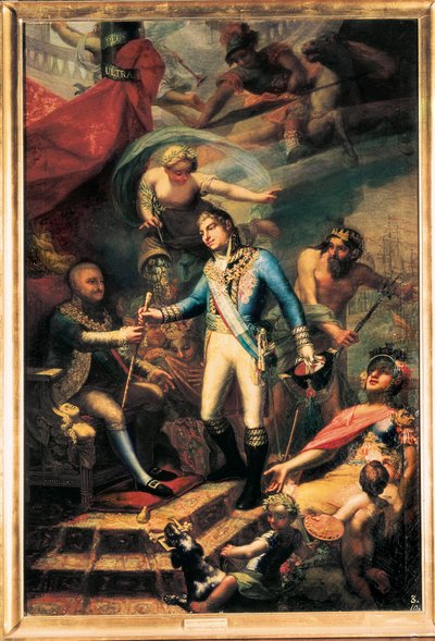 Charles IV av Spania (1748–1819) utnevner Manuel Godoy (1767–1851) til admiral for marinen av Francisco Llacer y Valdermont